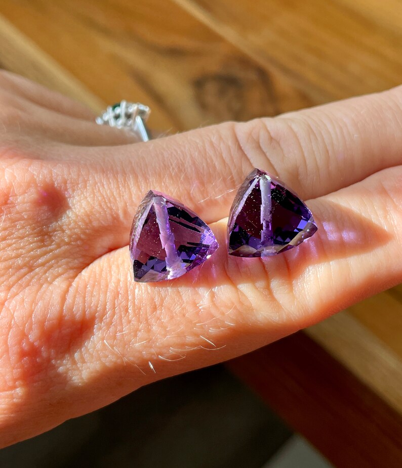 Beautiful pair of brioletted and drilled natural Amethyst. image 7