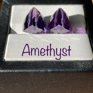 Beautiful pair of brioletted and drilled natural Amethyst. image 1