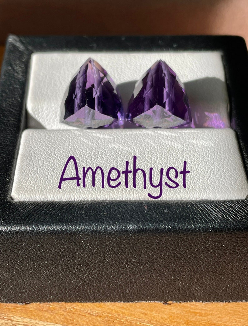 Beautiful pair of brioletted and drilled natural Amethyst. image 1