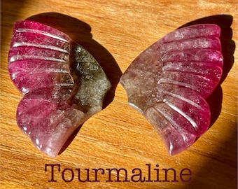 Beautiful pair of multicolored tourmaline wings. cut by hand.