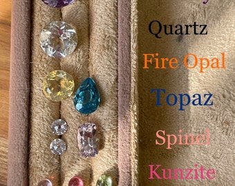 Wonderful lot of various gems. Spinel, Topaz, Kunzite, Fire Opal, Tourmaline, Quartz.