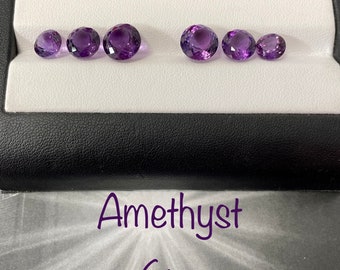 Beautiful natural Amethyst. Round cut. Total 6 pieces.