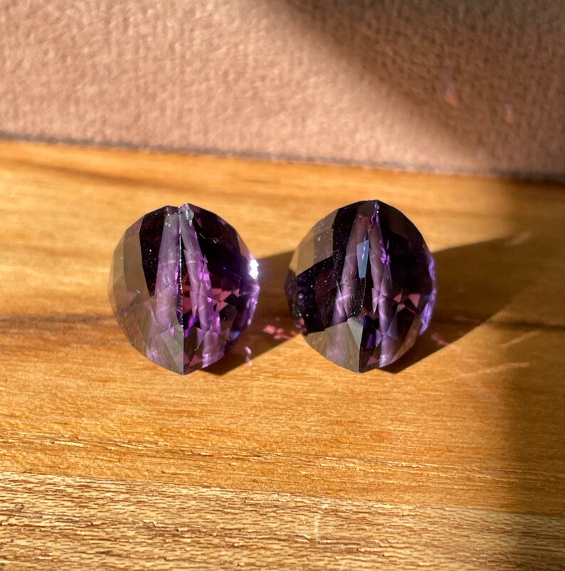 Beautiful pair of brioletted and drilled natural Amethyst. image 9