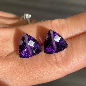 Beautiful pair of brioletted and drilled natural Amethyst. image 8