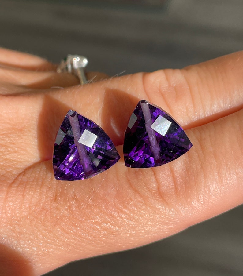 Beautiful pair of brioletted and drilled natural Amethyst. image 8