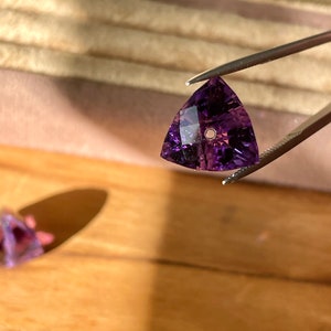 Beautiful pair of brioletted and drilled natural Amethyst. image 4
