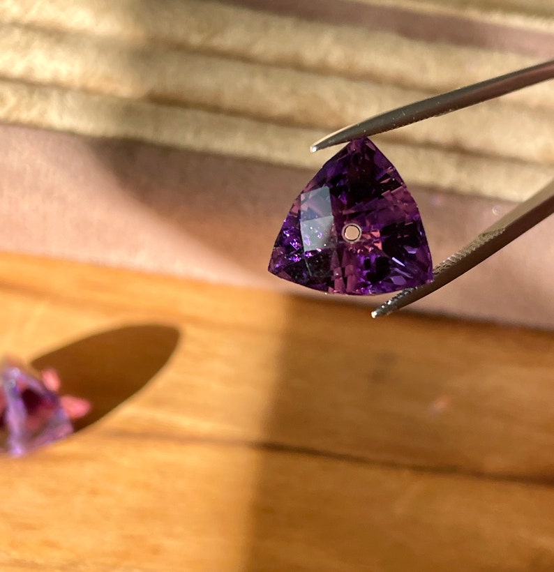 Beautiful pair of brioletted and drilled natural Amethyst. image 4
