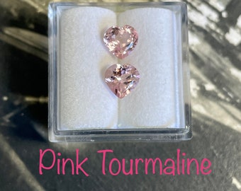 Beautiful pair of Pink Tourmaline, heart cut.