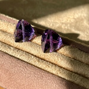 Beautiful pair of brioletted and drilled natural Amethyst. image 2