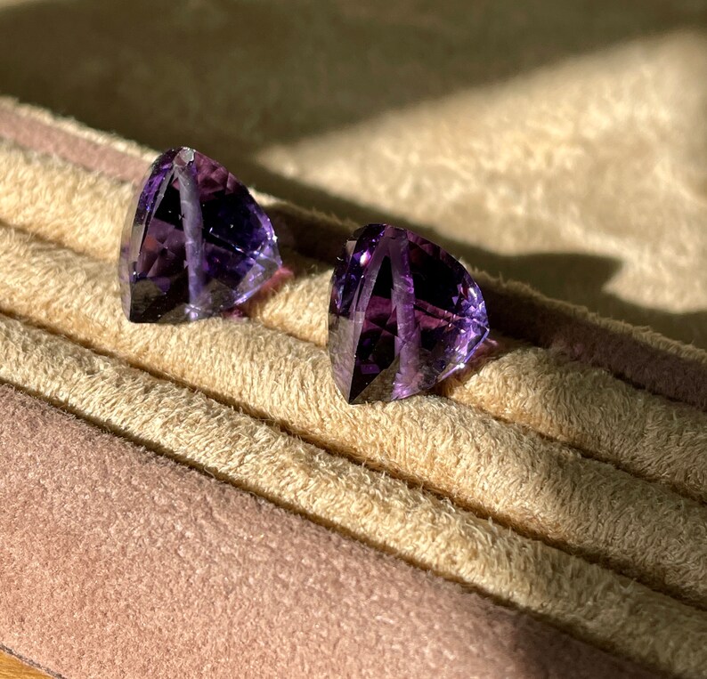 Beautiful pair of brioletted and drilled natural Amethyst. image 2