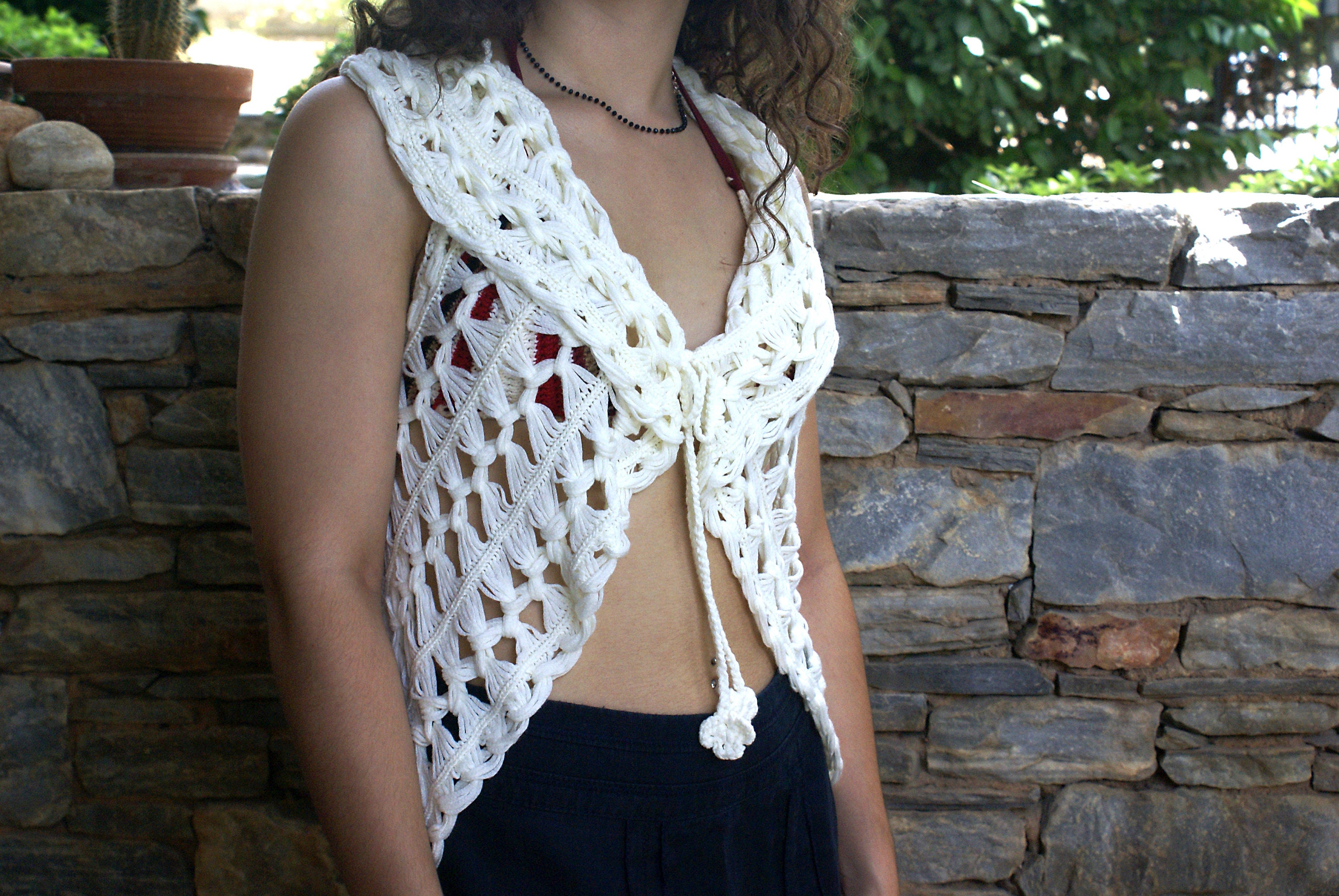 Crochet Vest for Women Mandala Vest White Bohemian Cardigan - Etsy