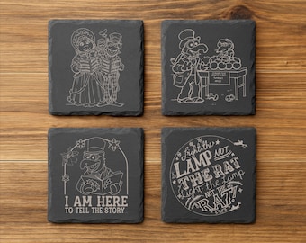 Op The Muppet Christmas Carol geïnspireerde leistenen onderzetters Geweldig cadeau Secret Santa (Kermit Miss Piggy Gonzo bob cratchitt scrooge rizzo tiny tim)