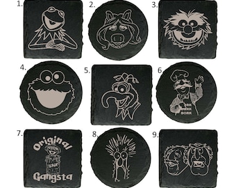El show de los Muppets inspiró posavasos de pizarra, 9 diseños, gran regalo de cumpleaños (Kermit Miss Piggy Animal Cooke Monster Gonzo Waldorf Statler)