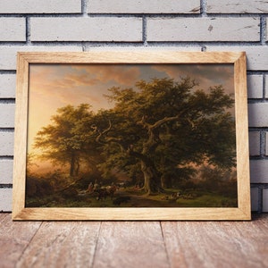 Vintage Antique Wall Art Digital Download: Country Landscape Painting for Kitchen Shelf and Vintage Home Decor | Old-fashioned Poster | 022