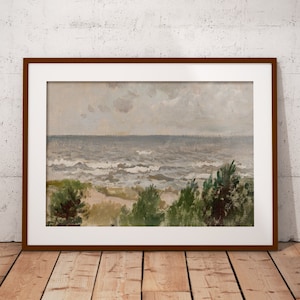 Rustic Coastal Art | Vintage Seaside Oil Painting Wall Art Digital PRINTABLE | #087