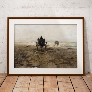 Vintage Beach Painting: Soft Coastal Landscape Art (Printable Download)