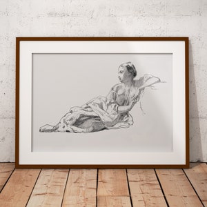 Antique Woman Sketch: Vintage Portrait Drawing (Printable)