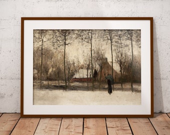 Winter Landscape Painting: Snowy Trees Vintage Art Print (Digital Download)