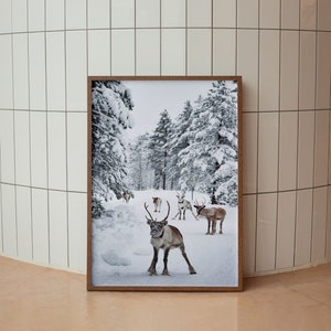 Reindeer Winter Print: Nordic Christmas Wall Art (Digital Download)