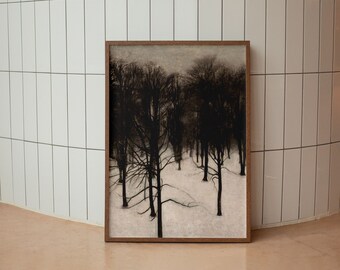 Vintage Moody Winter Forest Painting | Dark Neutral Rustic Art | PRINTABLE Download | 145