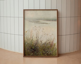 フランスの田舎のコテージの風景、花の庭の絵画 | フランスの