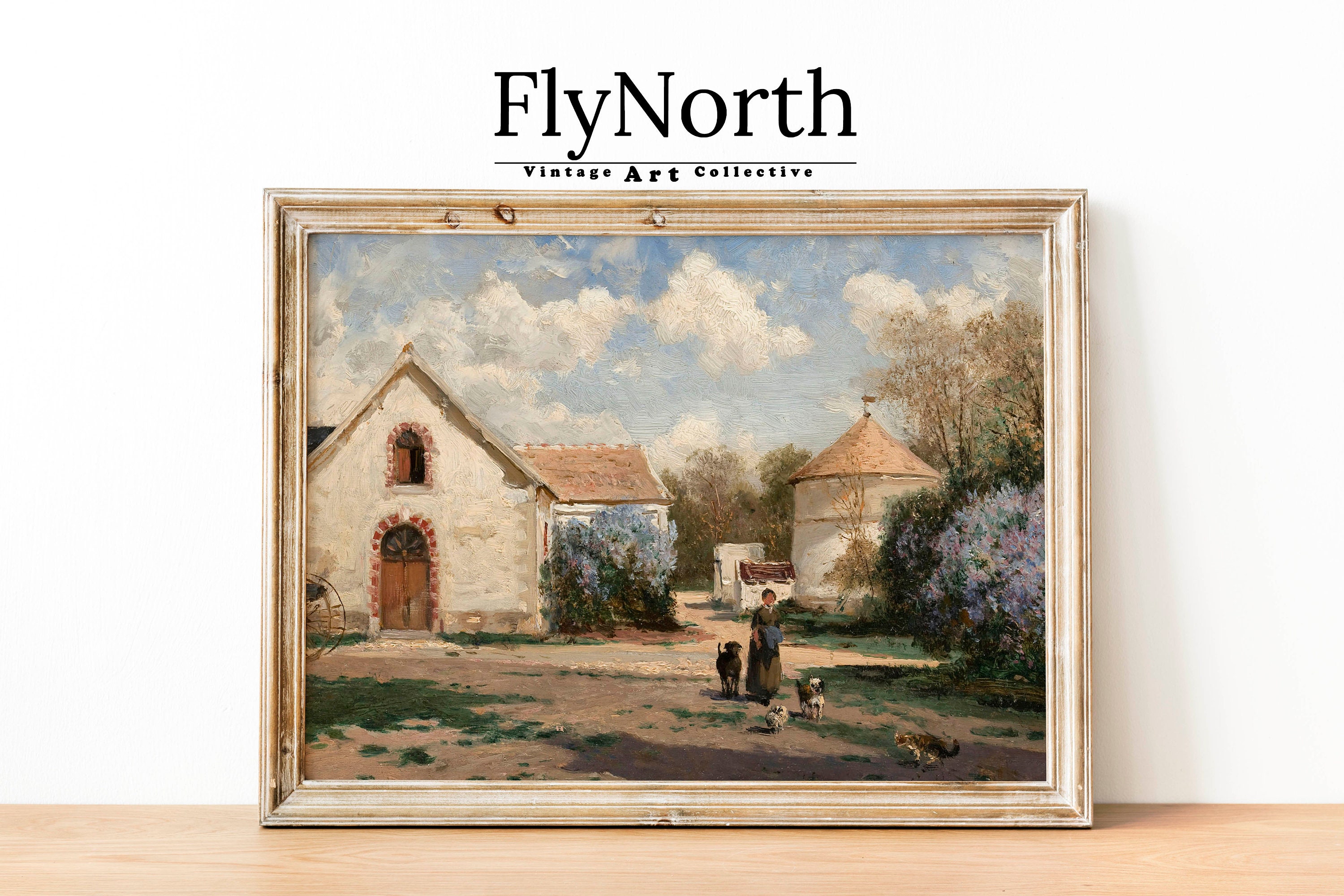 Vintage French Country Print | Antique Cottage Painting | Printable ...