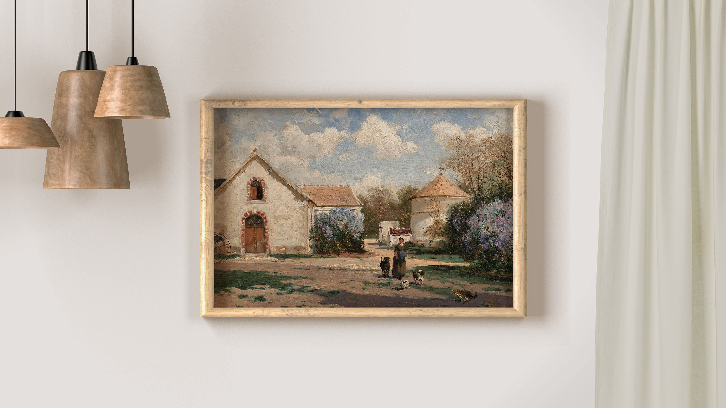 Vintage French Country Print | Antique Cottage Painting | Printable ...