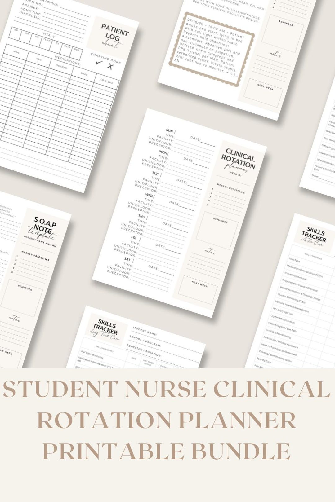 Astudent Rotation Tracker Student Nurse Clinical Rotation Planner | Digital PDF for Clinicals ...