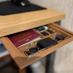Secret safe drawer, valuables storage box that can hide under your desk, cupboards, shelves and more.