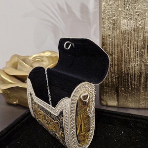 Handcrafted Banjara Metal Sling Bag /Vintage Mosaic Clutch with Tribal Boho Detailing