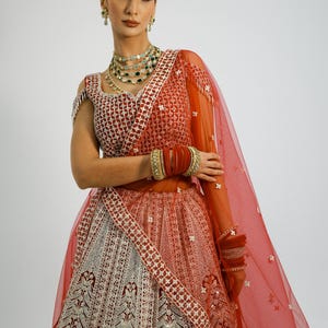 Bridal Lehenga Red Strawberry Color/ Heavy Net Lehenga/ Indian Wedding ...