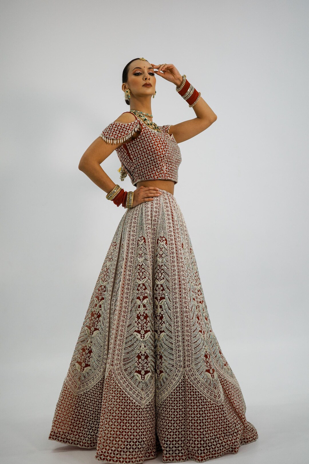 Bridal Lehenga Red Strawberry Color/ Heavy Net Lehenga/ Indian Wedding ...