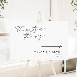 Modern Wedding This Way Sign, Wedding Direction Sign, Wedding Direction Arrow Sign, Elegant Wedding Directional Arrow Sign Template WB KB 33