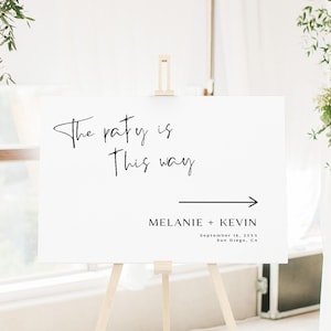 Wedding Direction Sign, Wedding Direction Arrow Sign, Modern Wedding This Way Sign, Elegant Wedding Directional Arrow Sign Template WB KG 33