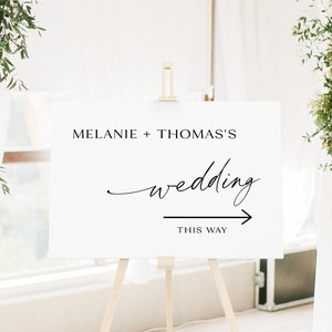 Wedding Direction Sign Template, Wedding This Way Sign, Minimalist Wedding Direction Sign, Modern Wedding Arrow Sign, This way Sign WB KB 32