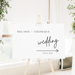 Wedding This Way Sign, Minimalist Wedding Direction Sign, This Way Sign Modern Wedding Arrow Sign, Wedding Direction Sign Template, WB KE 32