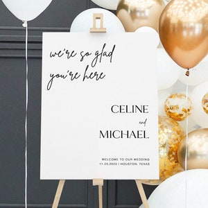 Modèle de plaque de bienvenue de mariage minimaliste, grande affiche de mariage modifiable, plaque de bienvenue de mariage moderne, panneaux de bienvenue de mariage, WB KE 01