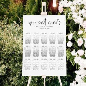 Your Seat Awaits Wedding Sign, Minimalist Seating Chart Sign, Wedding Table Plan, Wedding Chart Sign, Modern Wedding Seating Chart, WB KG 15