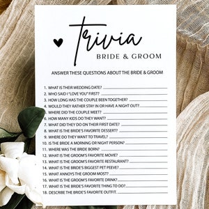 Braut oder Bräutigam erraten, wer Spiel, druckbare Braut oder Bräutigam Trivia Spiel, Braut und Bräutigam Trivia Spiel, Hochzeitsfeier Party Spiel, DIY, 216