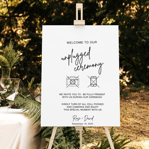 Minimal Unplugged Ceremony Sign For Wedding, Unplugged Ceremony Sign Template, Modern Unplugged Ceremony Sign Template, Editable, WB KE 24