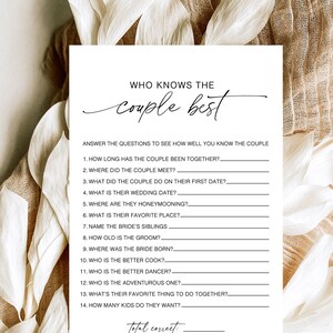 Who Knows The Couple Best Bridal Shower Game, Modern Shower, How Well Do You Know The Couple, Minimalist Bridal Trivia Shower Game, ZB
