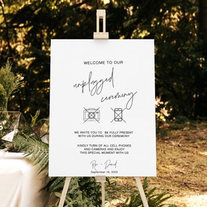 Modern Unplugged Ceremony Sign Template, Minimal Unplugged Ceremony Sign For Wedding, Unplugged Ceremony Sign Template, Editable, WB KC 24