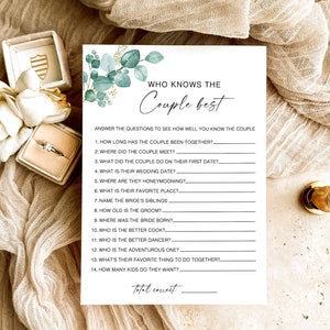 How Well Do You Know The Couple, Minimalist Bridal Trivia Shower Game, Who Knows The Couple Best Bridal Shower Game, Modern Shower, cZA