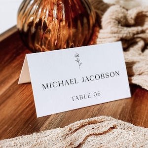 Cartões de nome de mesa, cartões de lugar para impressão, cartões de lugar de casamento minimalistas, modelo de cartão de lugar de casamento, cartões de lugar de casamento modernos, PC KZ 03