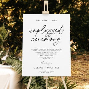 Minimalist Unplugged Ceremony Wedding Sign, Editable Elegant Wedding Sign, Wedding Welcome Sign, Large Wedding Unplugged Ceremony, WB KV 59