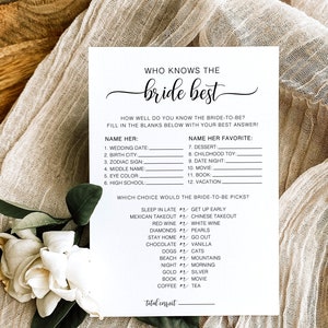 Virtual Bridal Shower Game, Who Knows The Bride Best Game, Minimalist Who Knows The Bride-To-Be Best Game, Minimalist Bridal Shower Game, ZM
