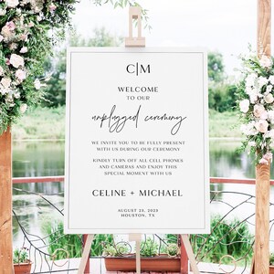 Modern Wedding Unplugged Sign, Unplugged Ceremony Sign Template, Minimalist Unplugged Ceremony Sign, Printable Calligraphy Poster, WB KC 35