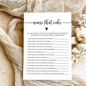 Moderne boho-spellen, instant download vrijgezellenfeestspellen, Name That Cake-vrijgezellenfeestspel, minimalistische Name That Cake-bruiloftspel, ZM
