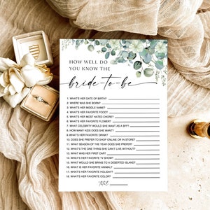 How Well Do You Know The Bride-To-Be Game, Moden Bridal Trivia Game, About The Bride Game, Minimalist Bridal Shower Game, Instant Game, aZA