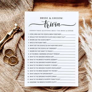 Bride Groom Trivia Game, Bridal Shower Trivia Game, Boho Trivia Bridal Shower Game, Who Knows The Bride-To-Be Best Game, Boho Bridal, ZM